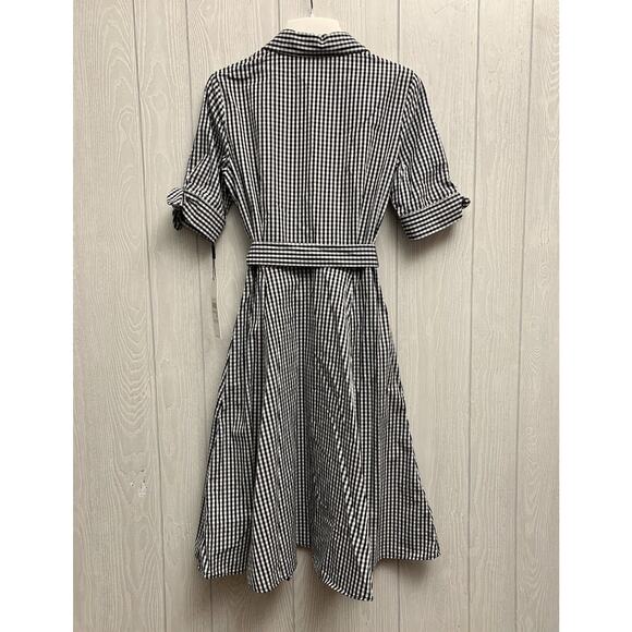 Calvin Klein Button Up Shirt Dress Gingham Print Black White Size 2 NWT - Picture 6 of 8